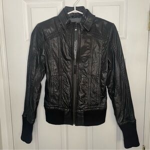 Danier Black Leather Motorcycle Biker Classic Jacket Coat XXS